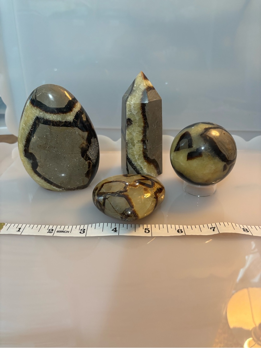 Polished Septarian Set - Yellow and Black Natural Crystal Decorative Stones